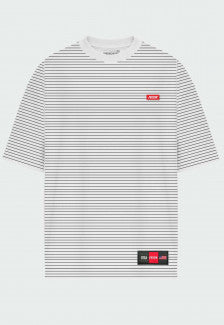 Camiseta listrada Branca over Prison