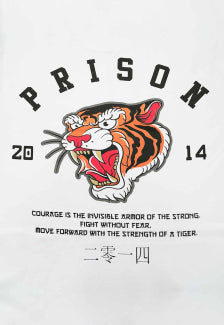 Camiseta Streetwear Prison Tiger Branca