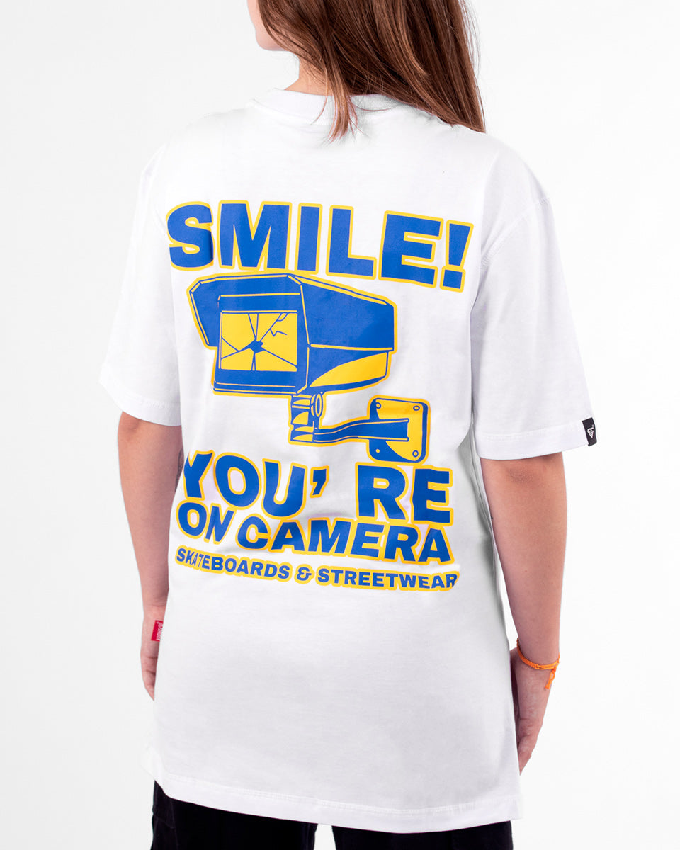 Camiseta Smile! You Re On Camera Branca