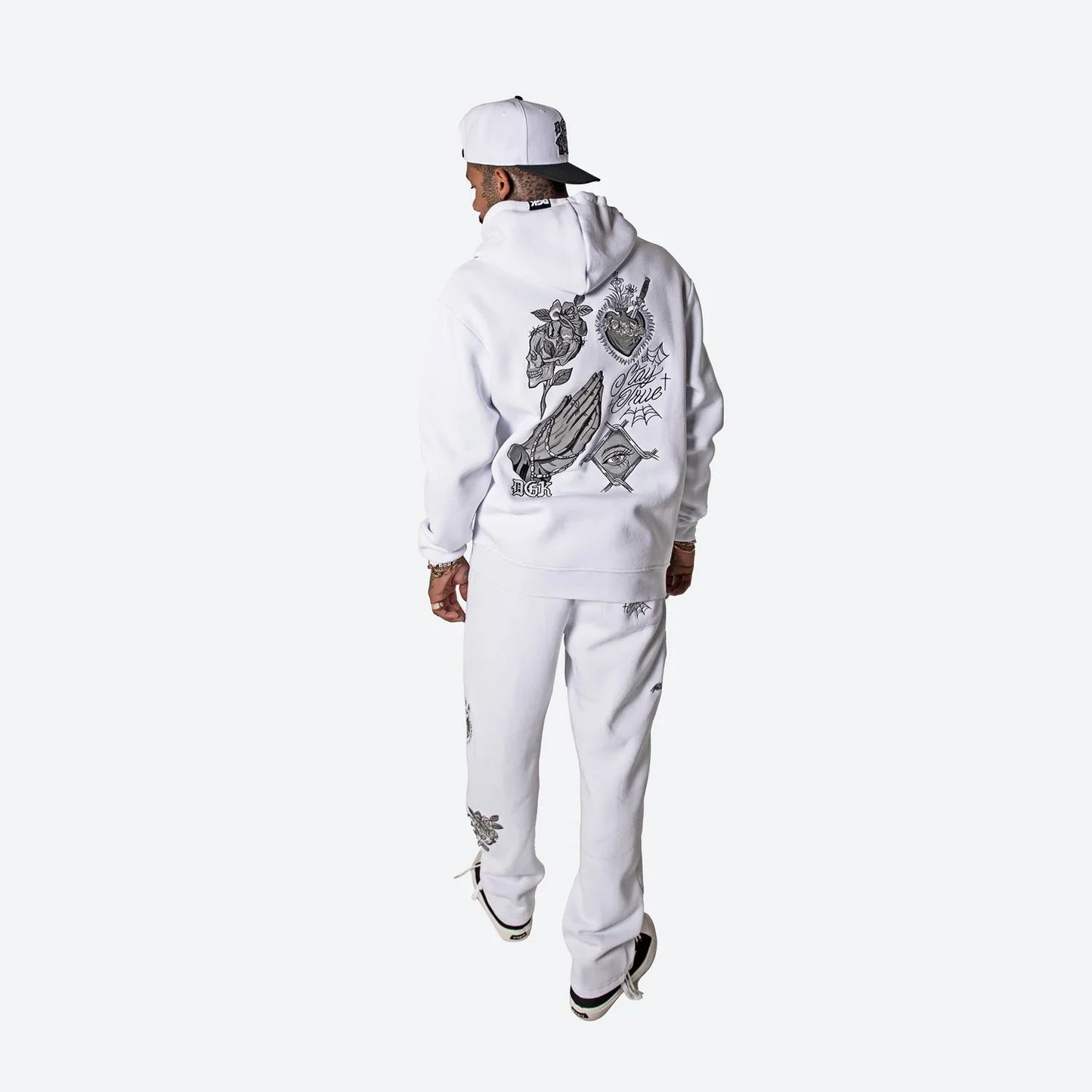 Inked Embroidered Fleece Pants - Four Street