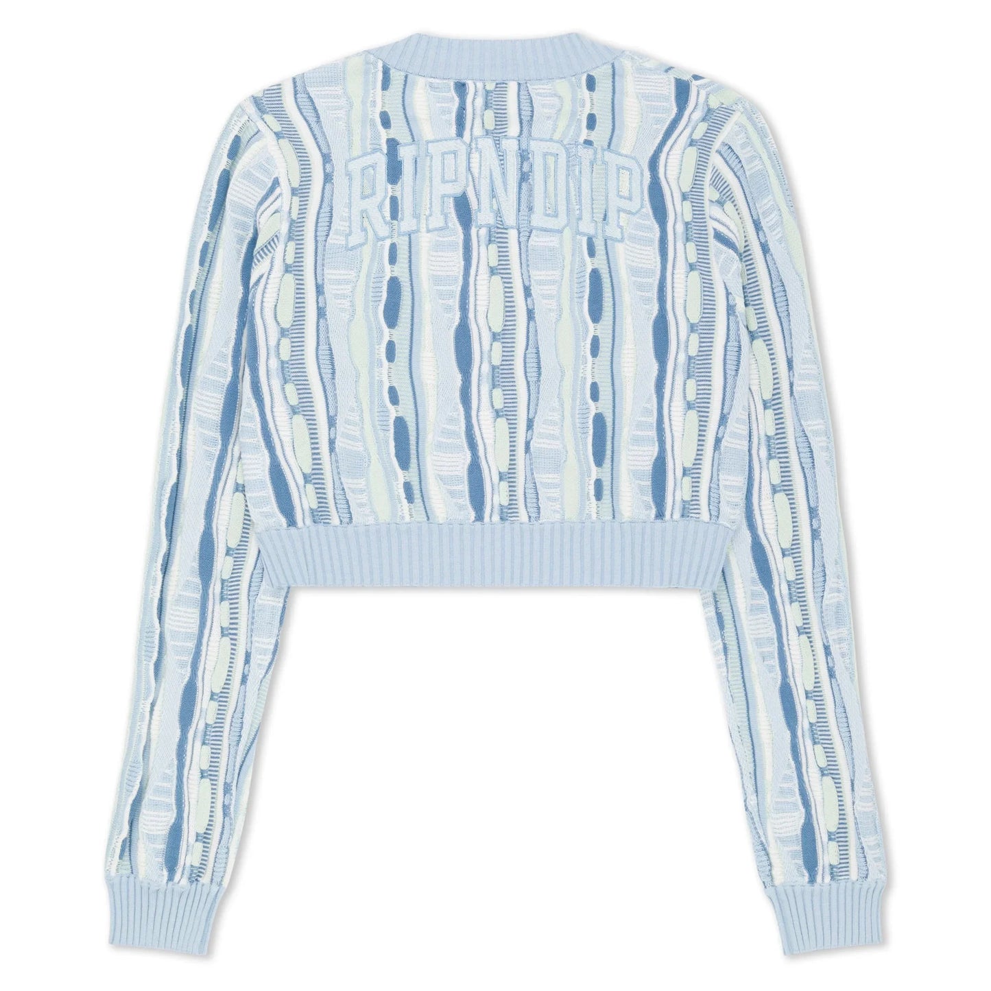 Corded Knit Cropped Long Sleeve (Light Blue) - Camiseta - Four Street