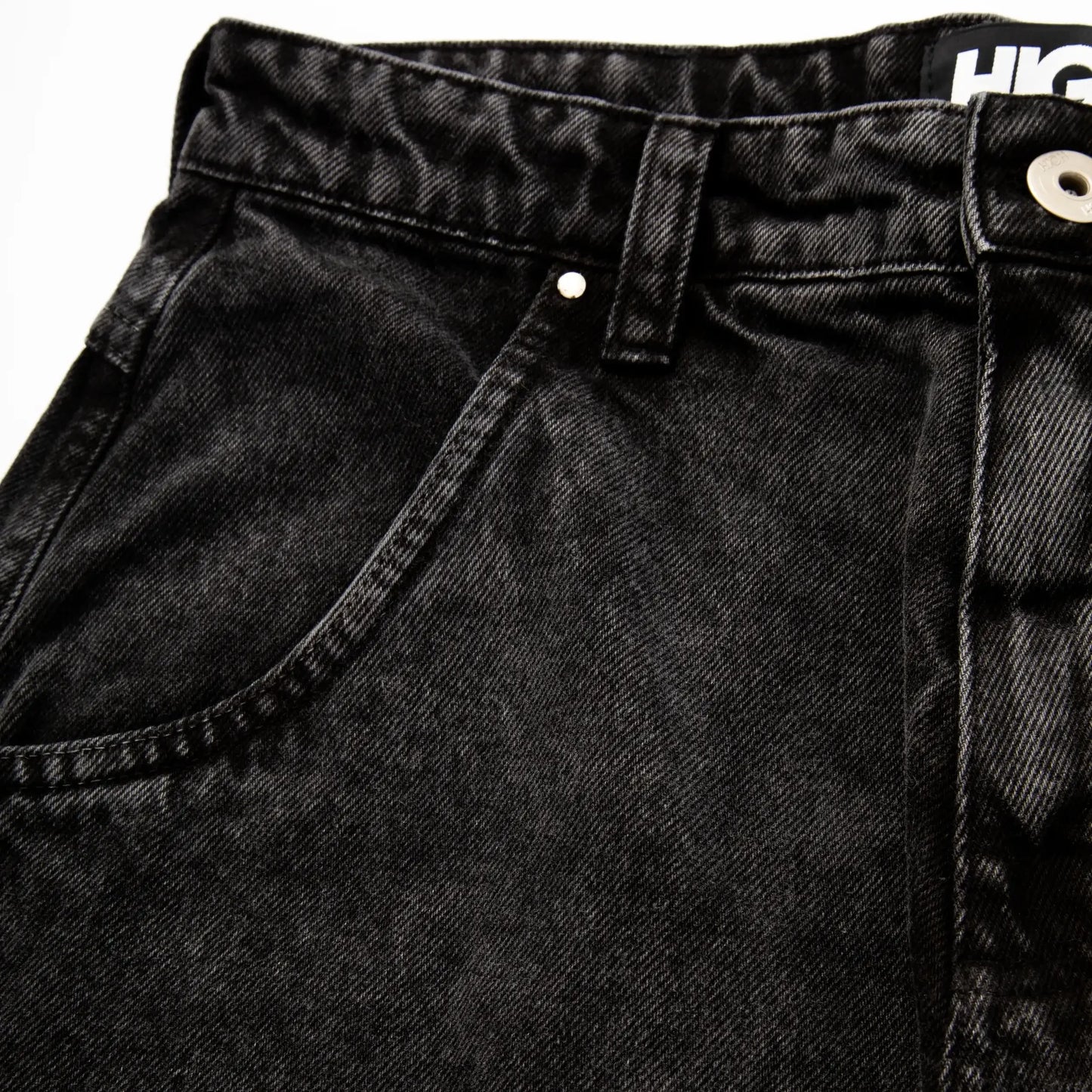 Jeans Pants Logo Line Washed Black - Four Street