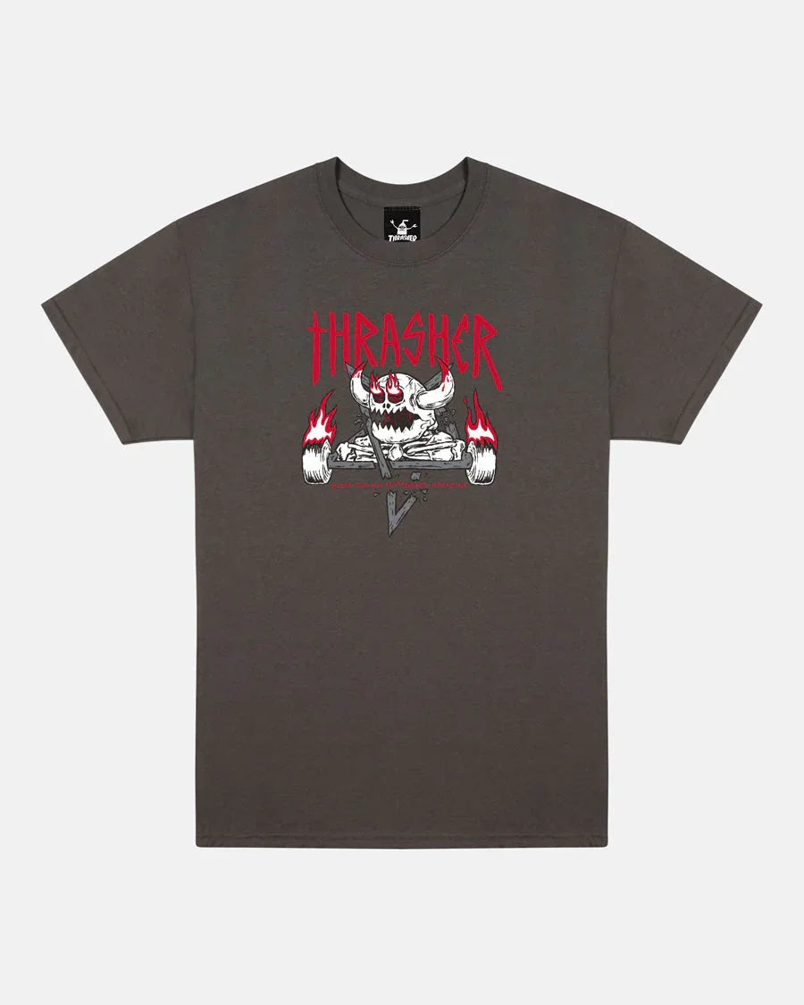 THRASHER X TOY MACHINE - MONSTER-GRAM - T-SHIRT - CHARCOAL - Four Street