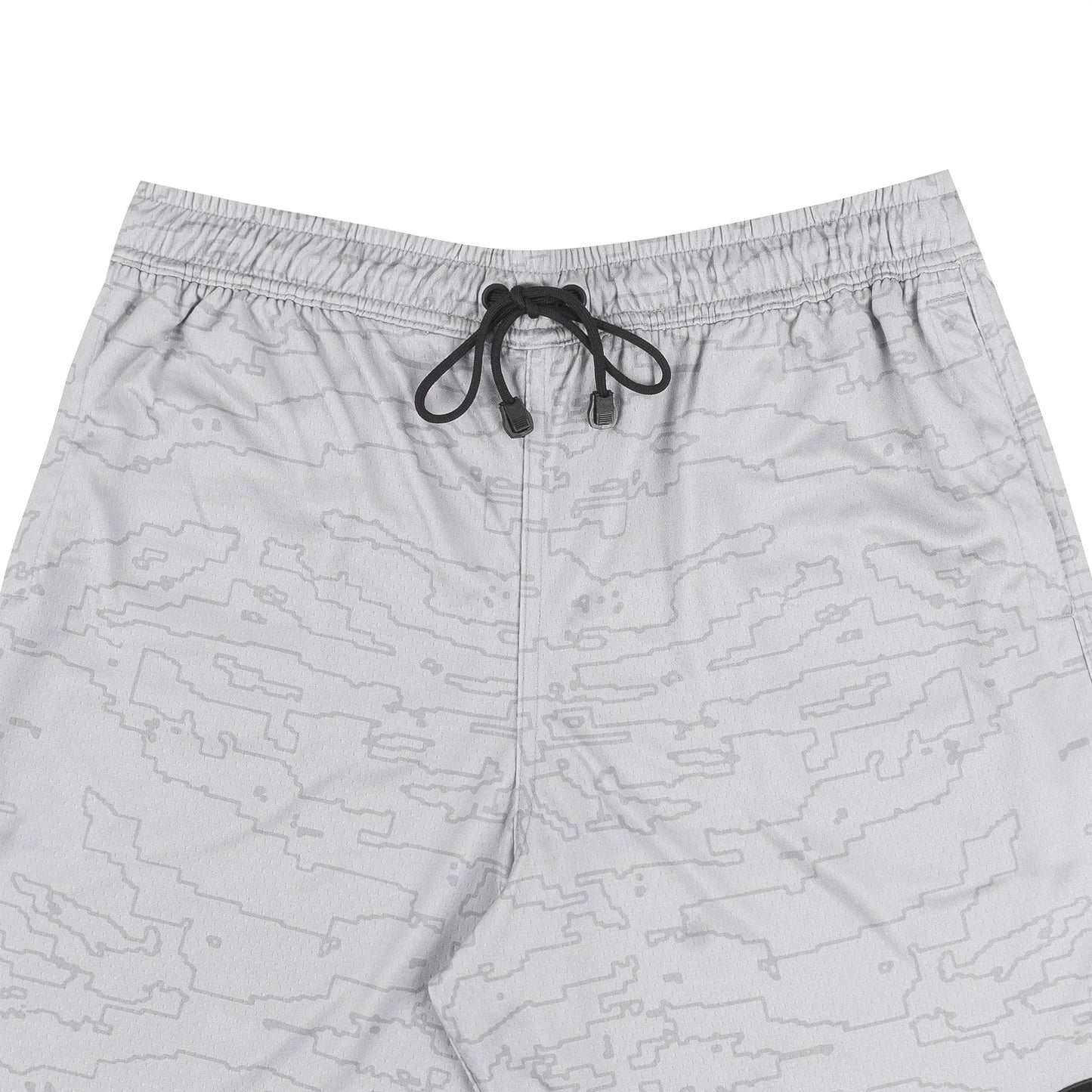 Outline Map Mesh Shorts in Grey - Four Street