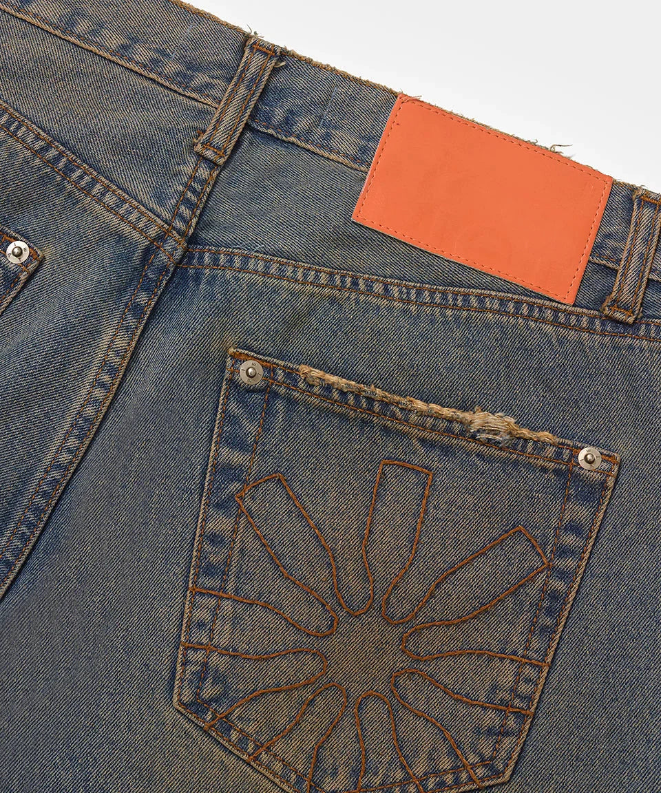 Dirty Straight Leg Denim Trousers