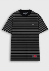 Camiseta listrada preta over Prison