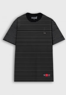 Camiseta listrada preta over Prison