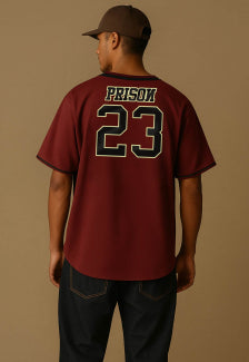 Camiseta Baseball Jersey Prison 23 Vinho