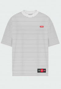 Camiseta listrada Branca over Prison