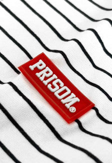 Camiseta listrada Branca over Prison