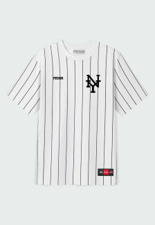Camiseta Prison Streetwear NY Branca Listrada