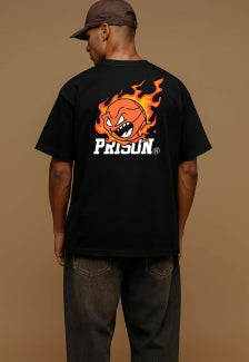 Camiseta Streetwear Prison Basket Fireball Preta