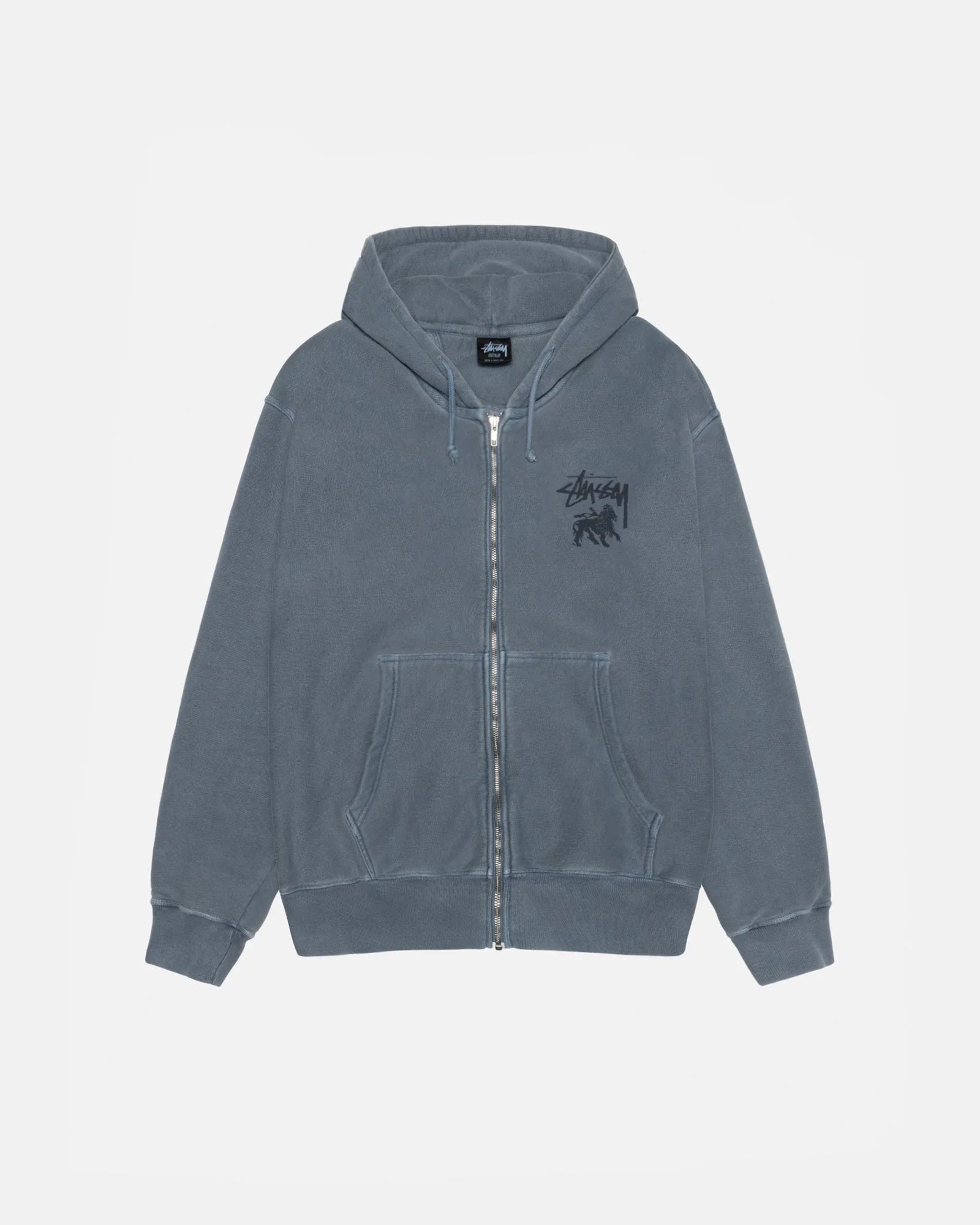 RASTA LION ZIP HOODIE PIGMENT DYED - Four Street