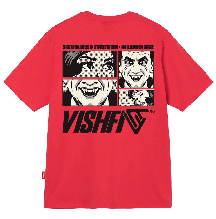 CAMISETA DRACULA COMIC VERMELHA "HALLOWEEN"