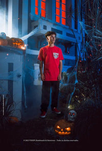 CAMISETA BILHAR SKULL VERMELHA "HALLOWEEN 2022"