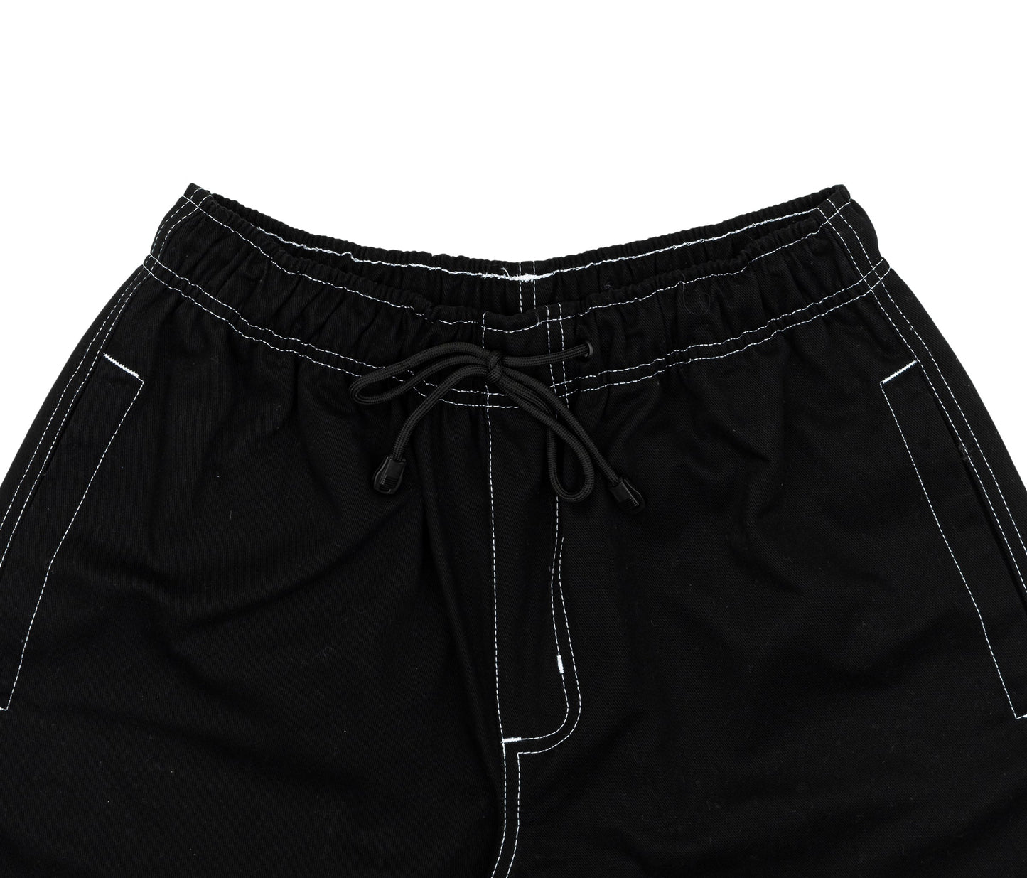 Contrast Twill Shorts In Black