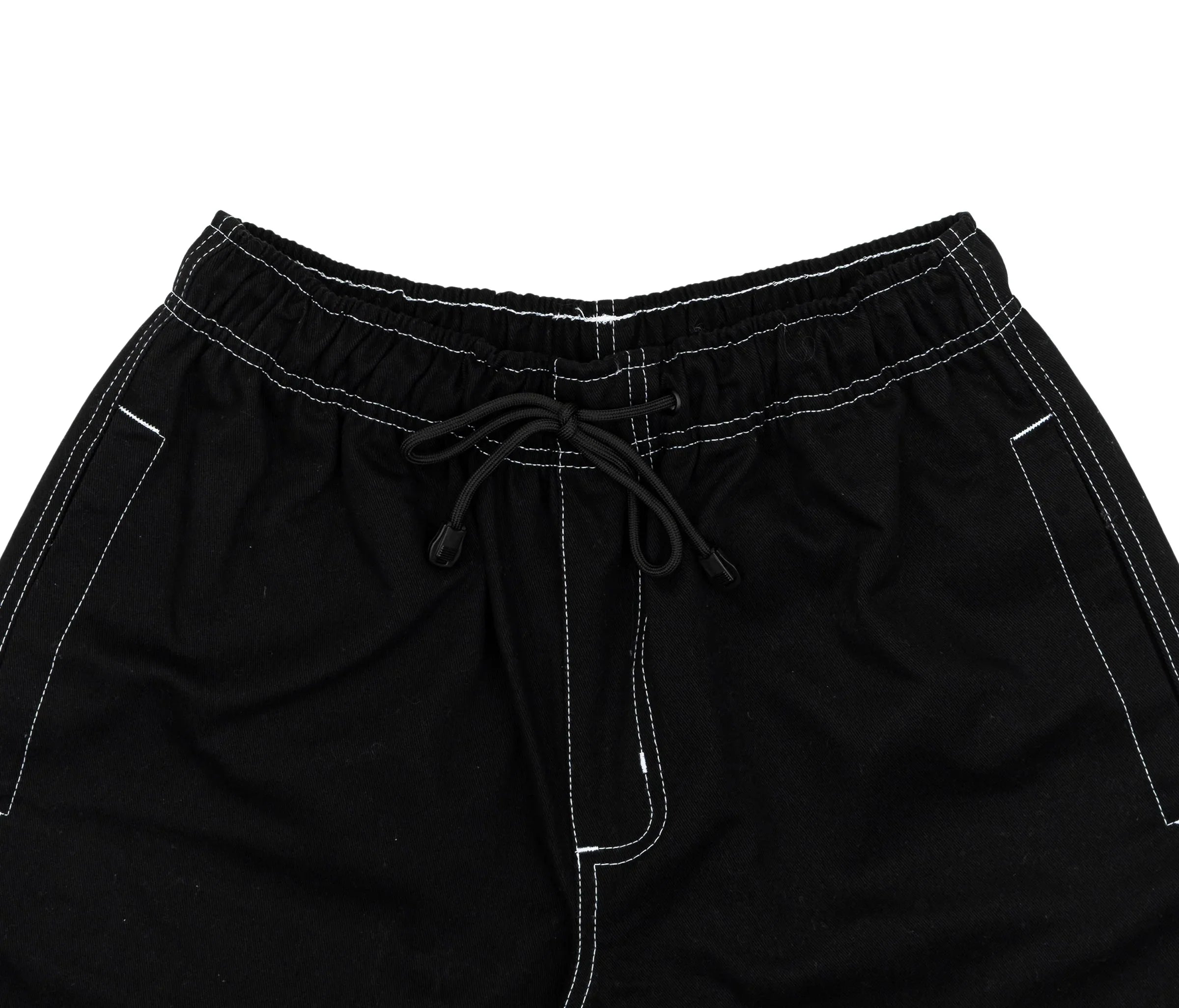 Contrast Twill Shorts In Black - Four Street