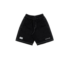 Contrast Twill Shorts In Black