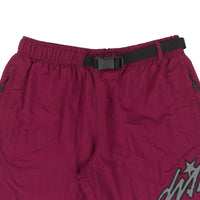 Cursive Nylon Shorts in Burgundy