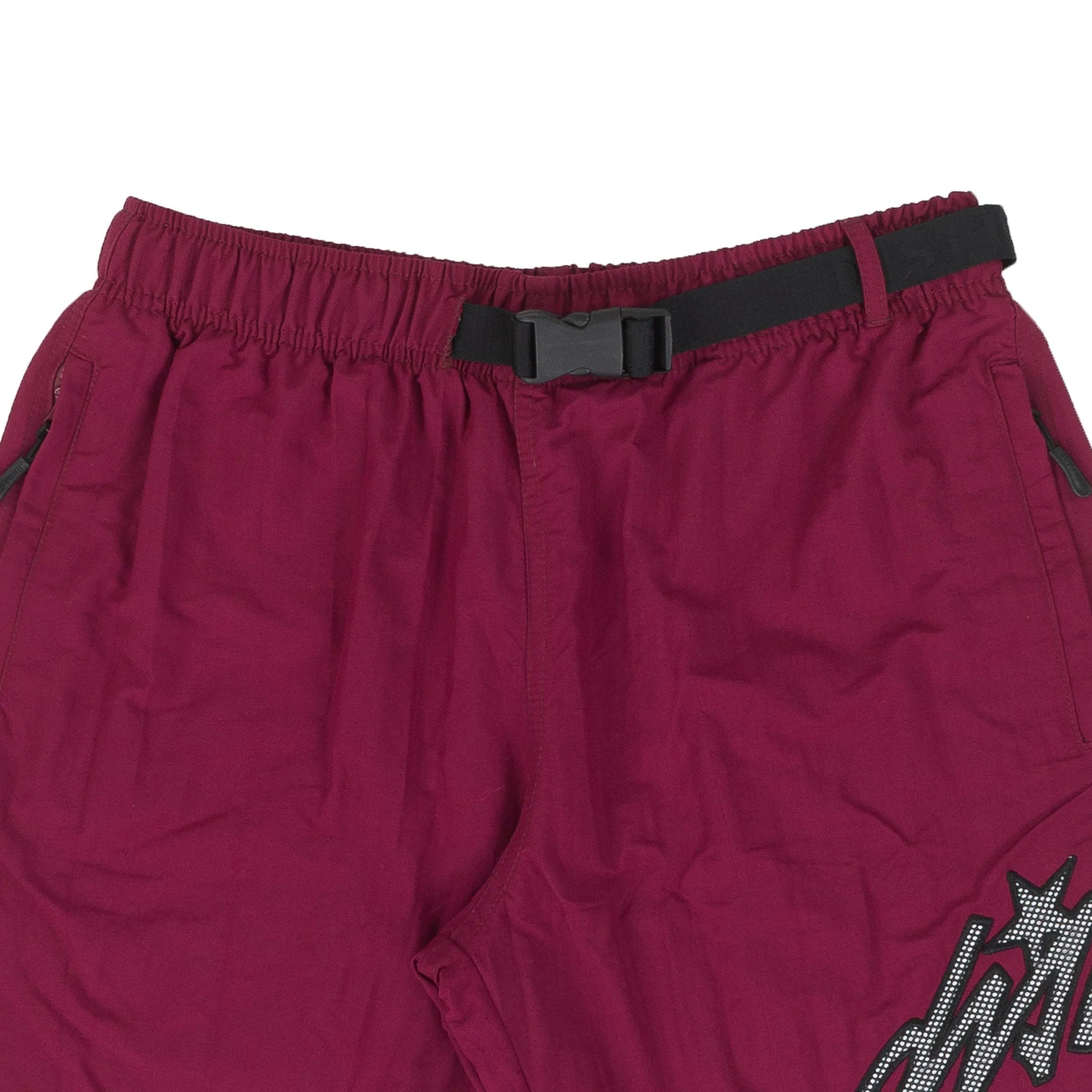 Cursive Nylon Shorts in Burgundy - Four Street