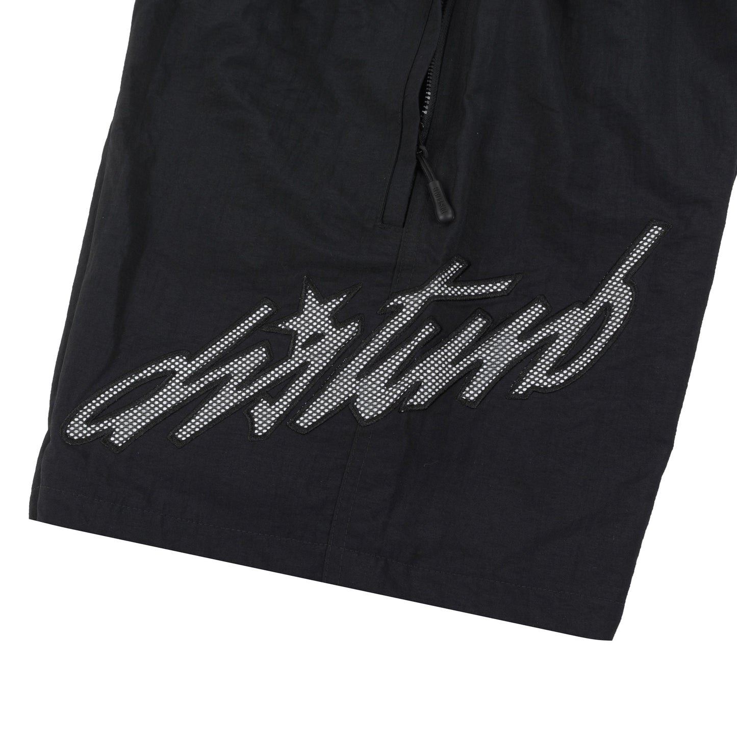 Cursive Nylon Shorts in Black