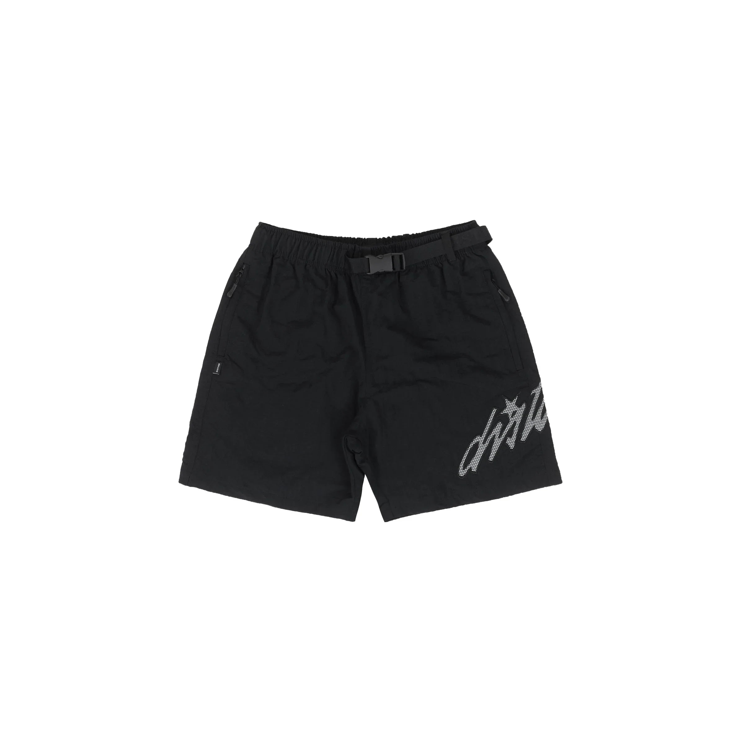Cursive Nylon Shorts in Black - Four Street