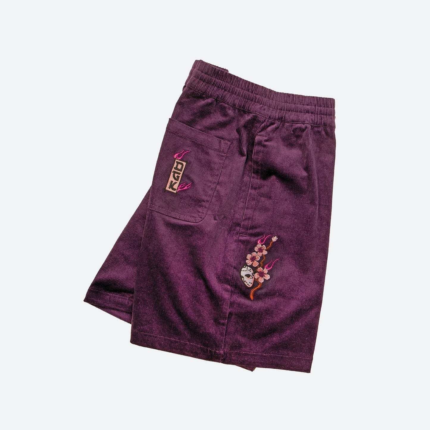 Fire Blossom Embroidered Corduroy Short