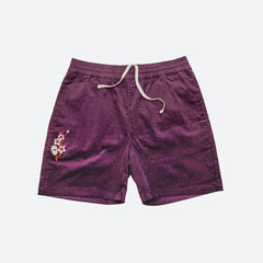 Fire Blossom Embroidered Corduroy Short