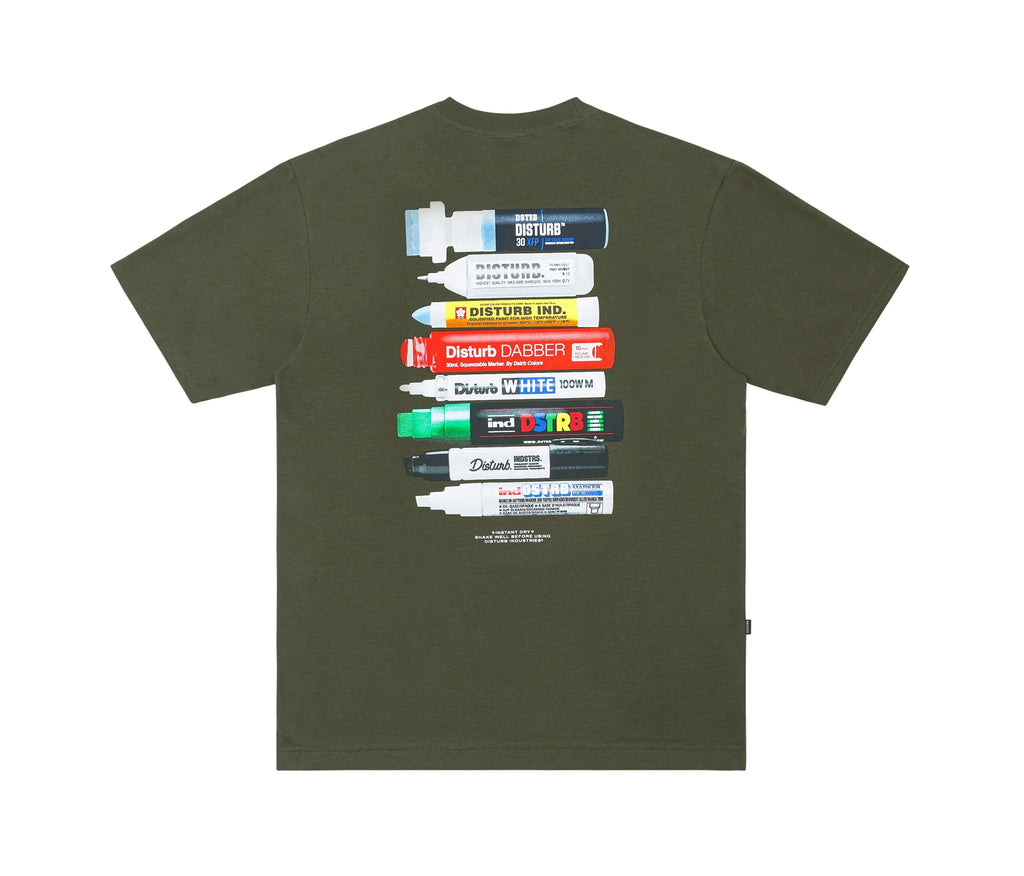 Essential Markers T-Shirt In Dark Green - Four Street