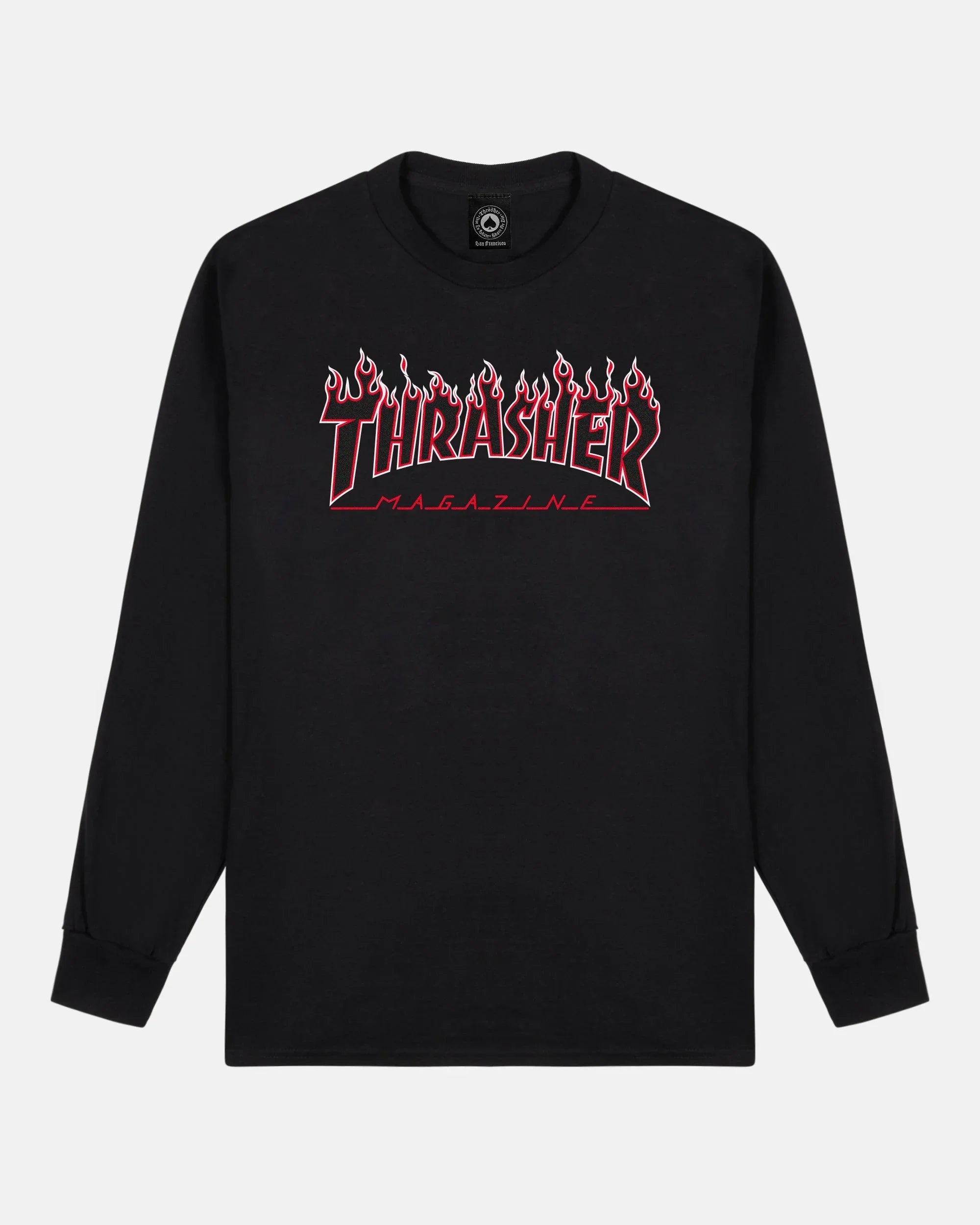 FLAME - LONGSLEEVE - BLACK / RED - Four Street