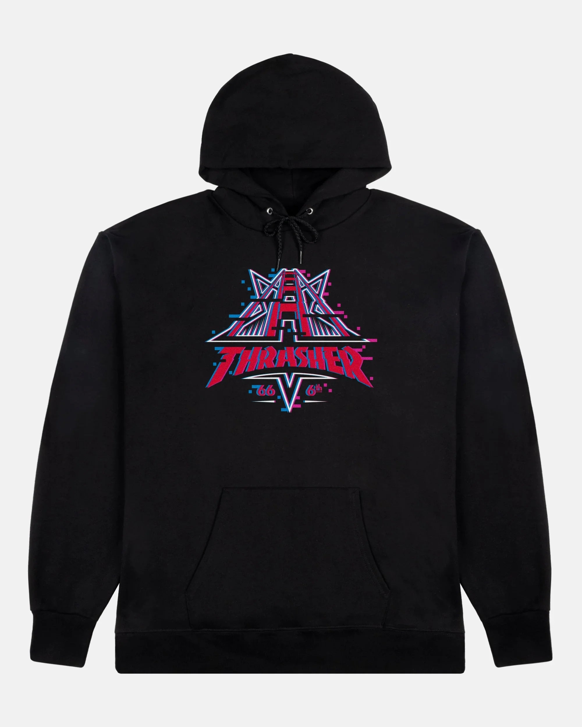 GOLDEN GATE GLITCHED - HOODIE - BLACK