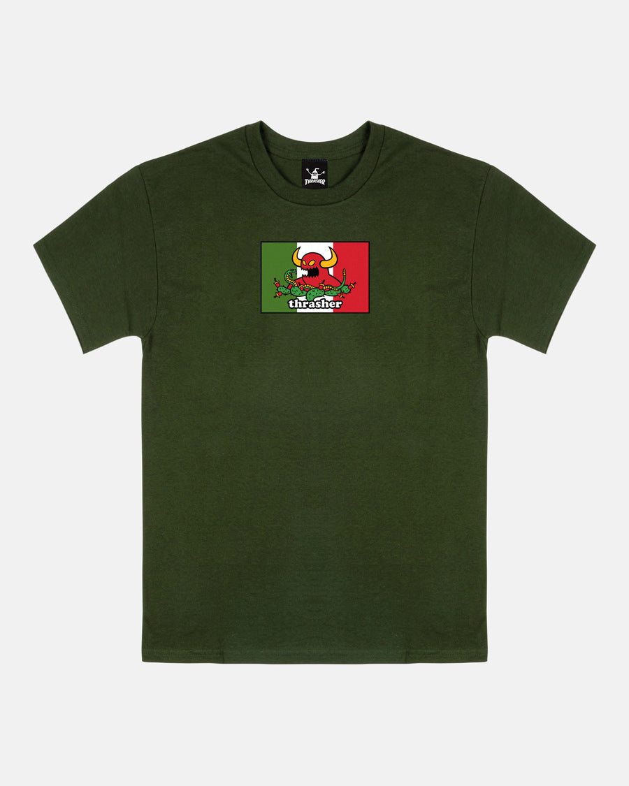 THRASHER X TOY MACHINE - HECHO - T-SHIRT - FOREST GREEN