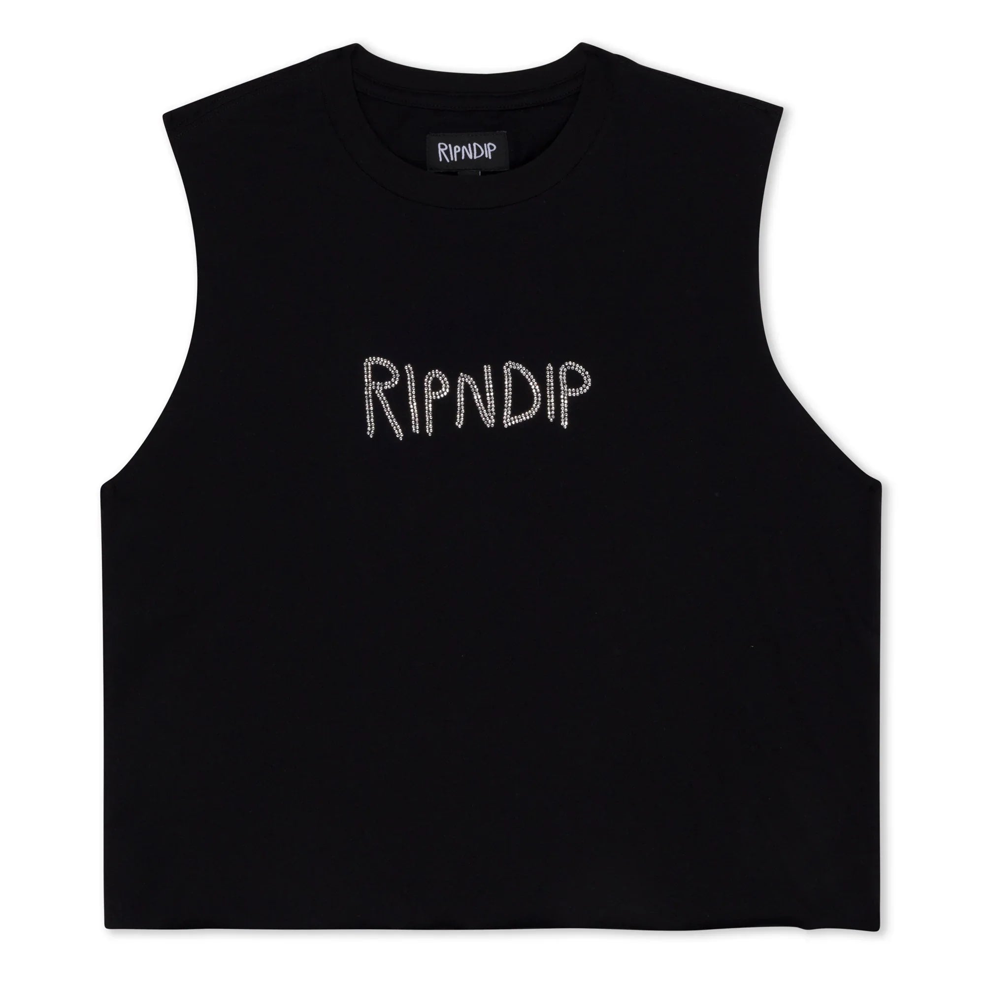 OG RIPNDIP Cropped Rhinestone Tank (Black) - Camiseta - Four Street