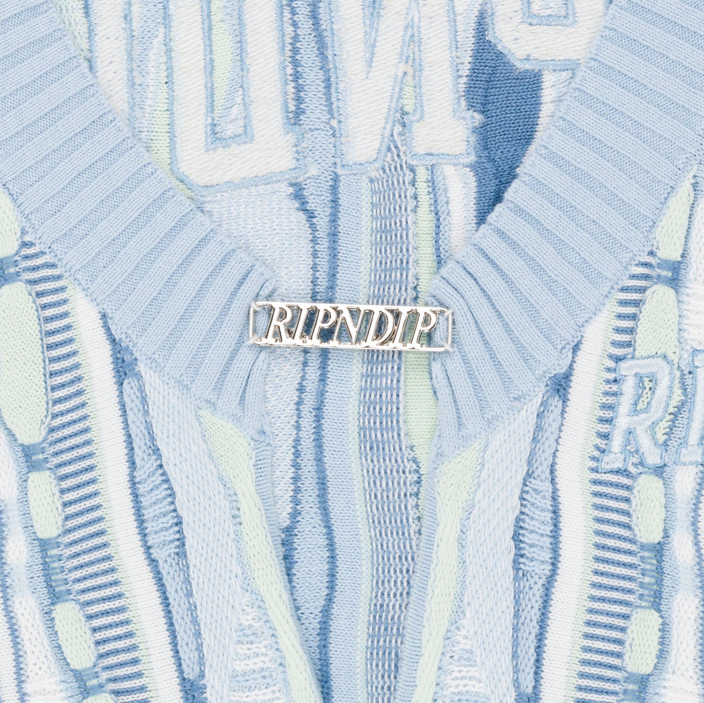 Corded Knit Cropped Long Sleeve (Light Blue) - Camiseta