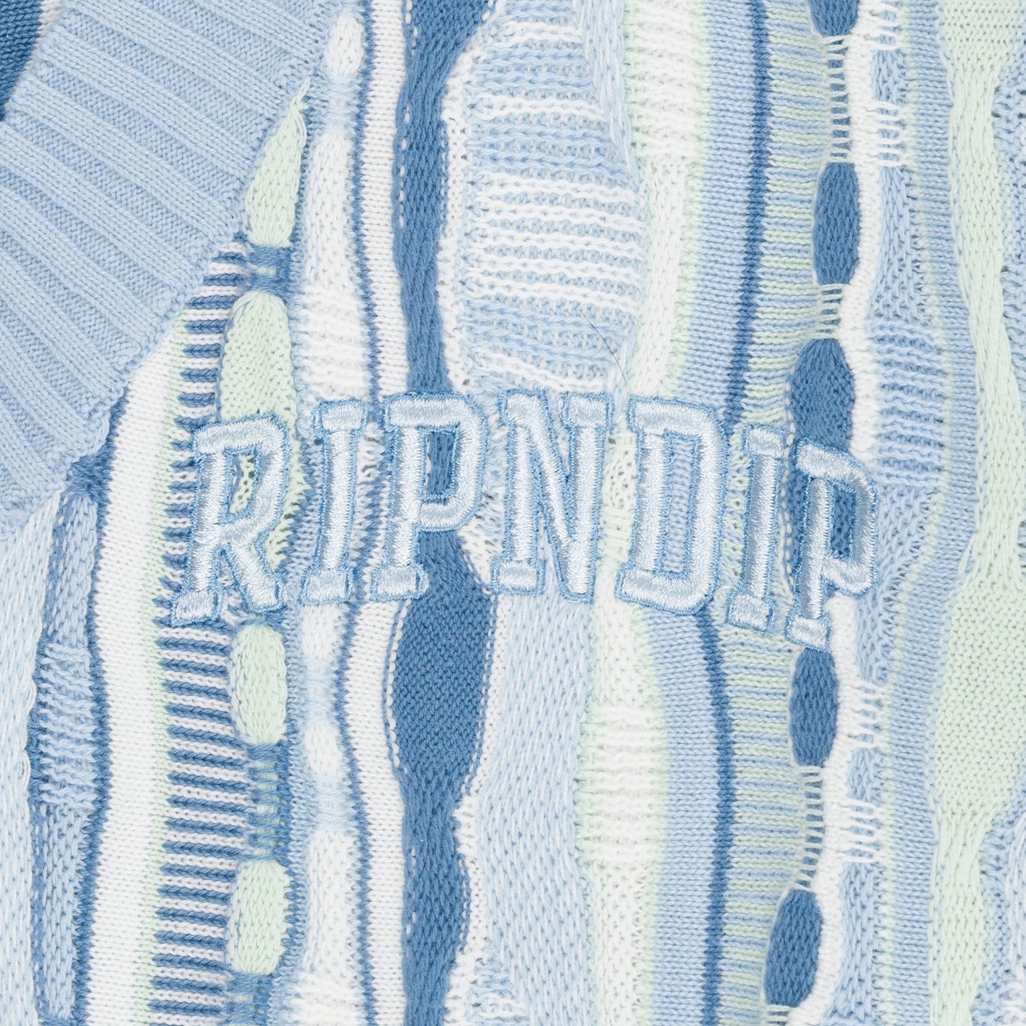 Corded Knit Cropped Long Sleeve (Light Blue) - Camiseta