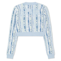 Corded Knit Cropped Long Sleeve (Light Blue) - Camiseta