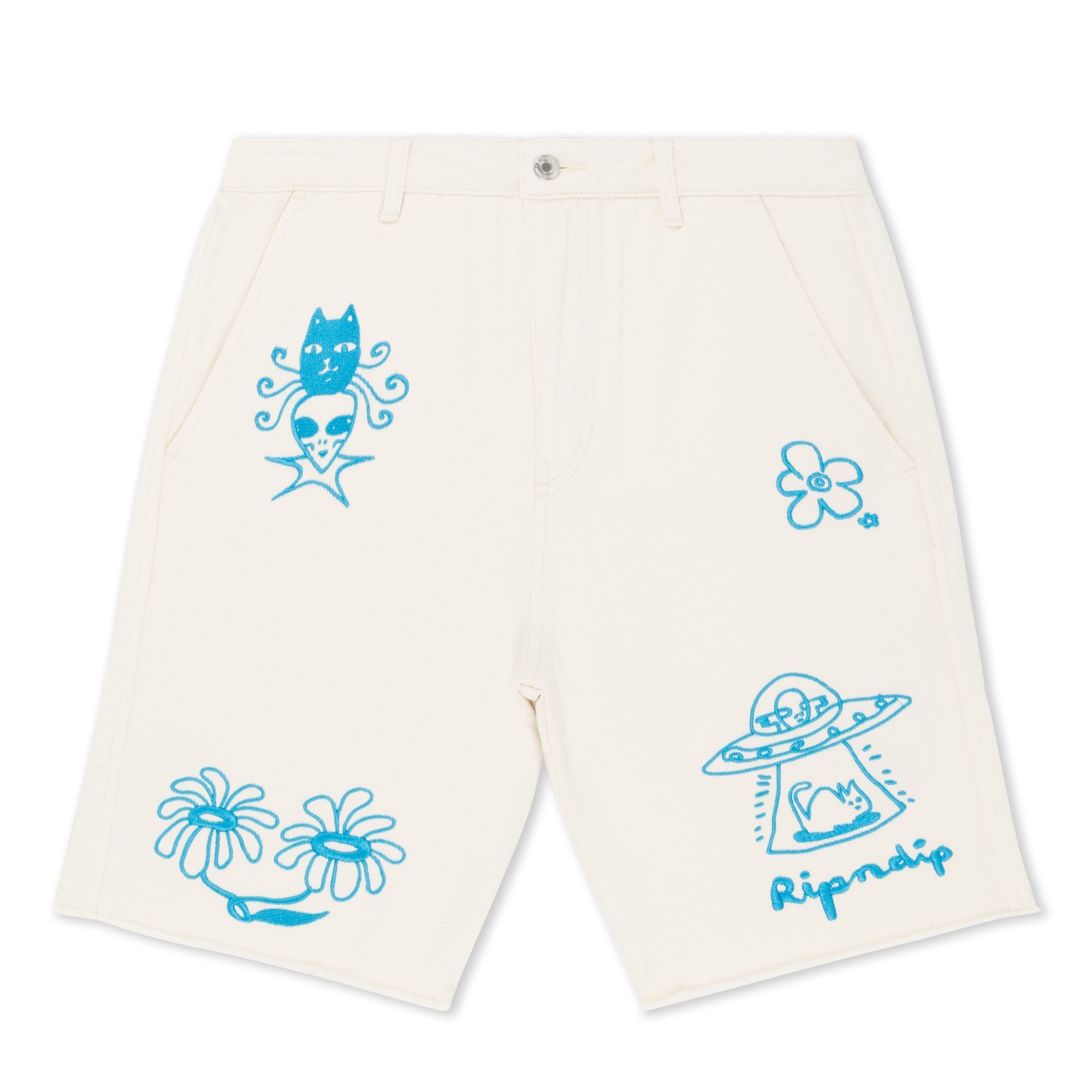 Blonded Denim Shorts (Off White)