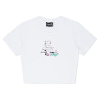 Travis Cropped Baby Tee (White) - Camiseta
