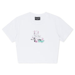 Travis Cropped Baby Tee (White) - Camiseta