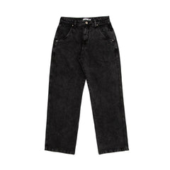 Jeans Pants Logo Line Washed Black