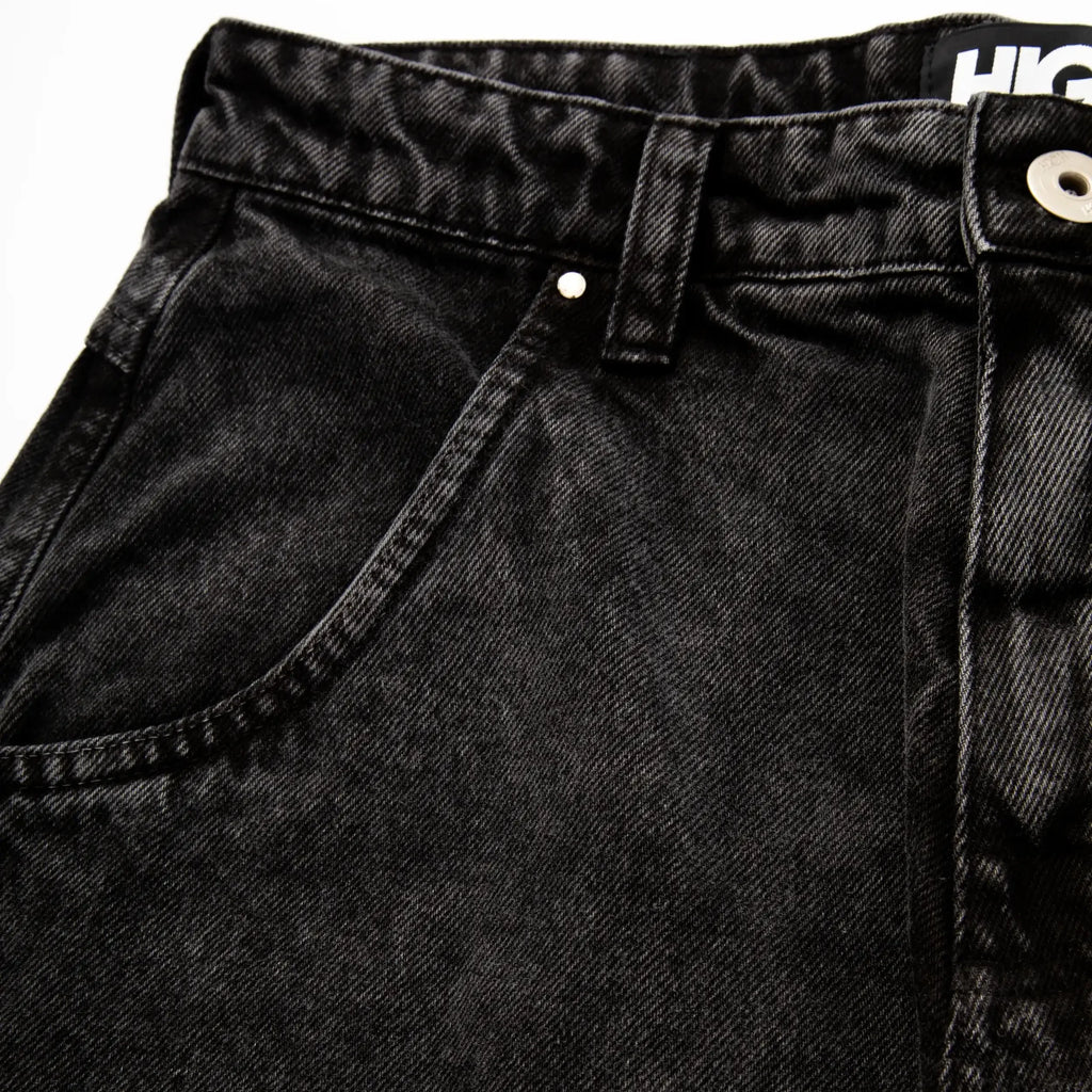 Jeans Pants Logo Line Washed Black - Four Street