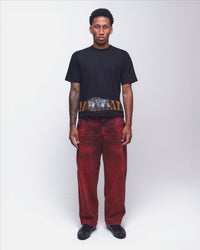 CALÇA JEANS CURVALÍNEA DOUBLE HAND VERMELHA