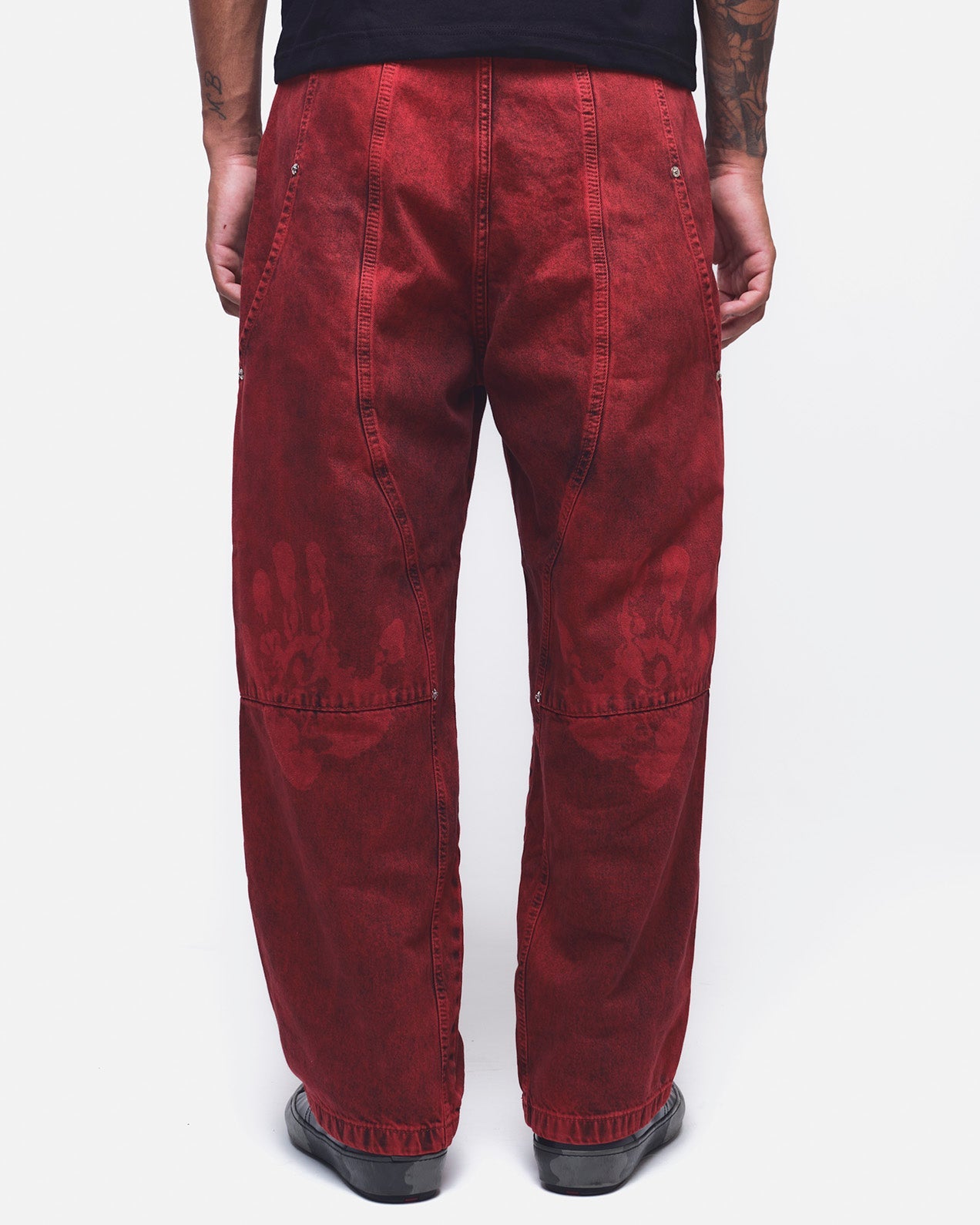 CALÇA JEANS CURVALÍNEA DOUBLE HAND VERMELHA