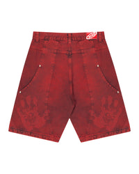 BERMUDA JEANS CURVALÍNEA DOUBLE HAND VERMELHA