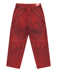 CALÇA JEANS CURVALÍNEA DOUBLE HAND VERMELHA