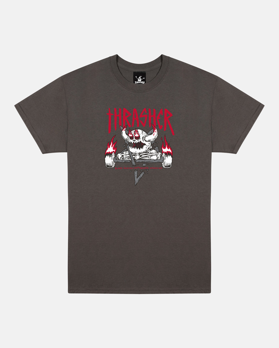THRASHER X TOY MACHINE - MONSTER-GRAM - T-SHIRT - CHARCOAL