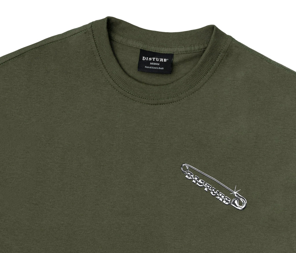 Safety Pin T-Shirt In Dark Green - Four Street