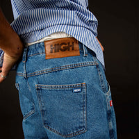 Jeans Pants Logo Line Blue