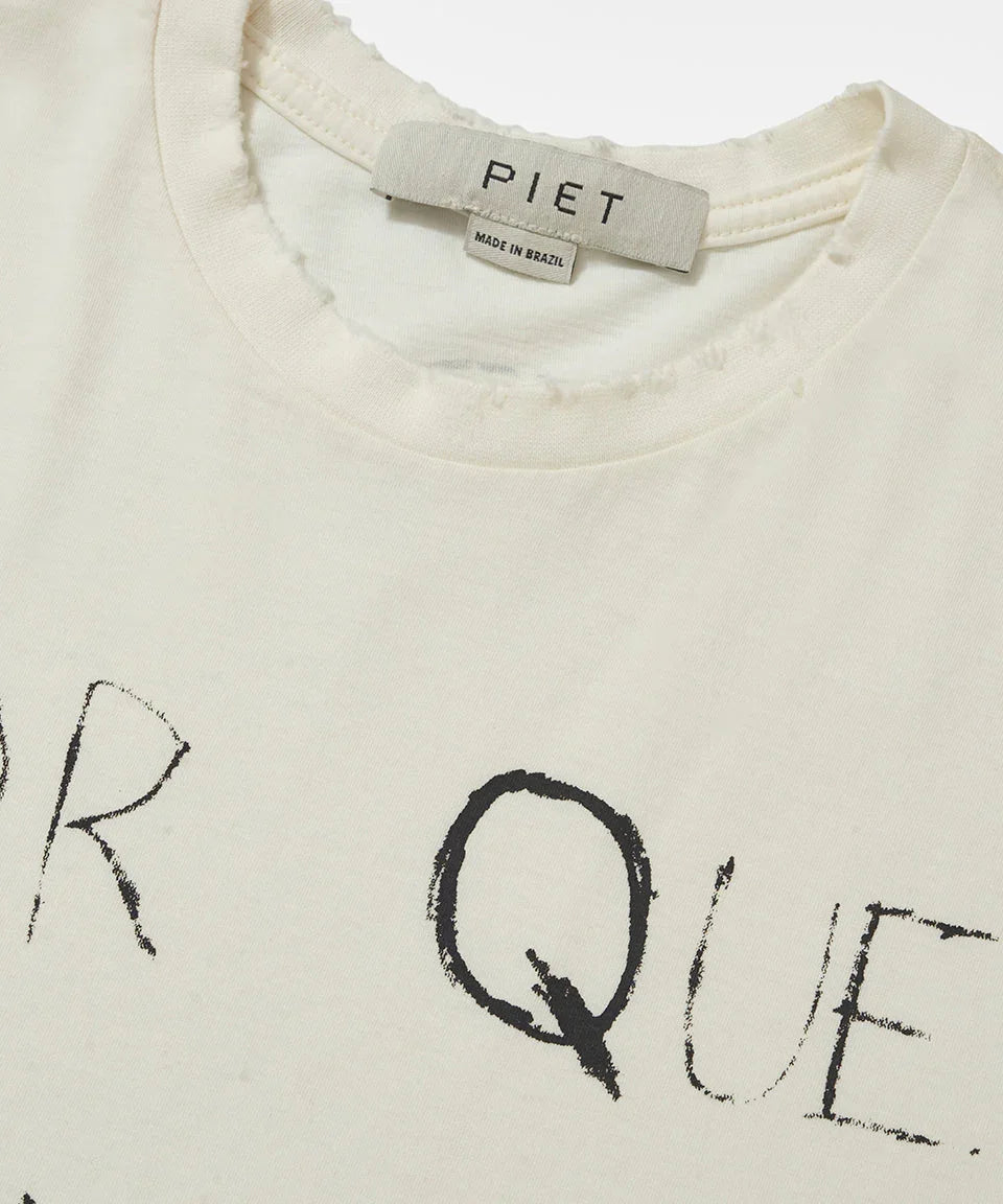 Por que sempre eu? Raw Edge T-shirt Bone White - Four Street