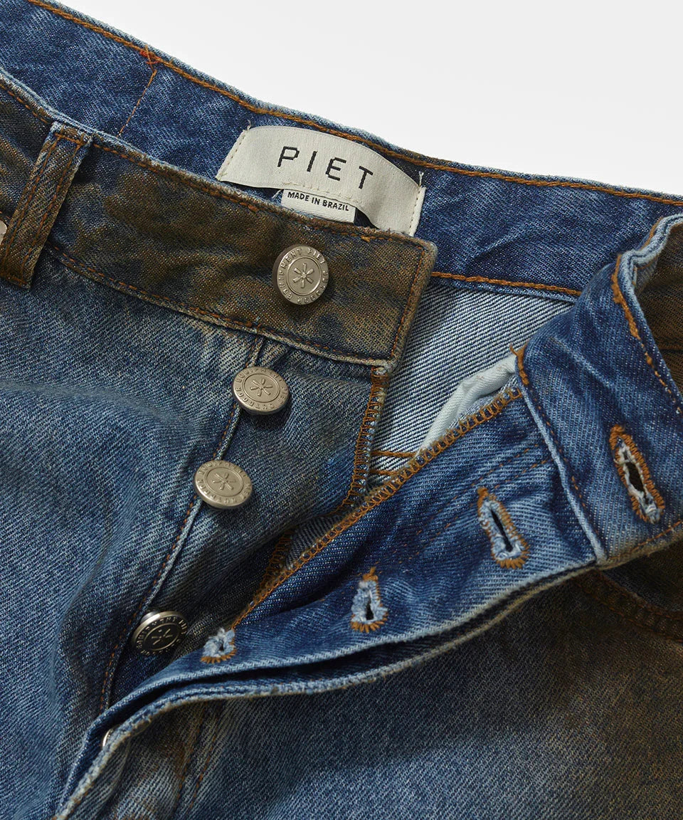 Dirt Stained Oversized Denim Blue - Four Street